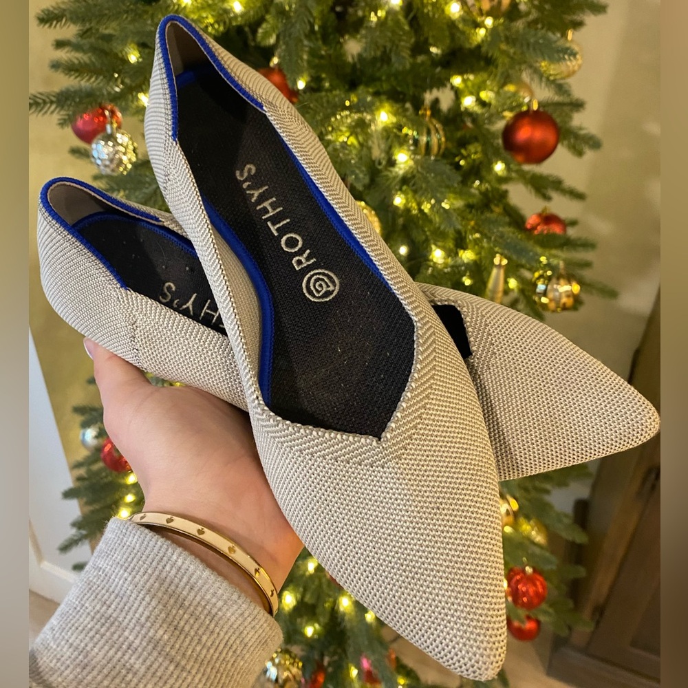 Rothy's The Point flat in the Flax Birdseye color